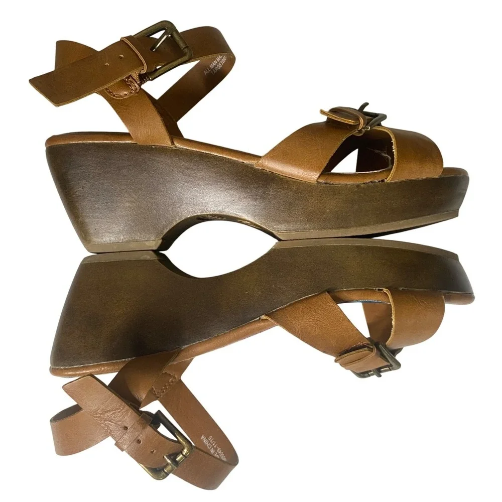 Steve Madden Stevies Groovy Sandals Girls Size 4 Brown Strap‎ Faux Leather